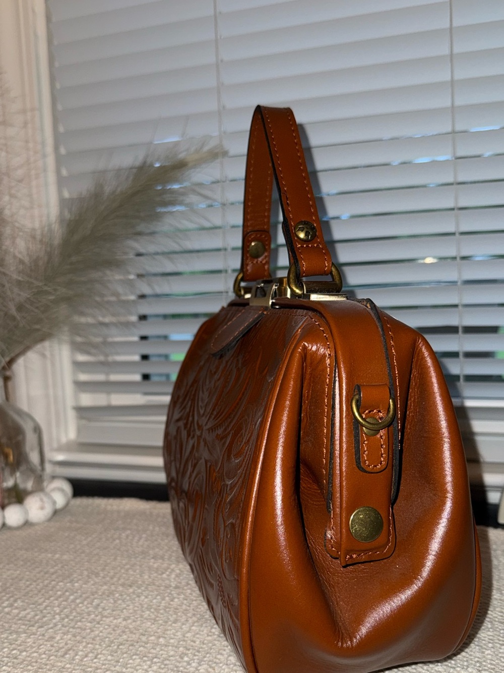 Patricia Nash Gracchi Leather Frame Satchel - Picture 2 of 9
